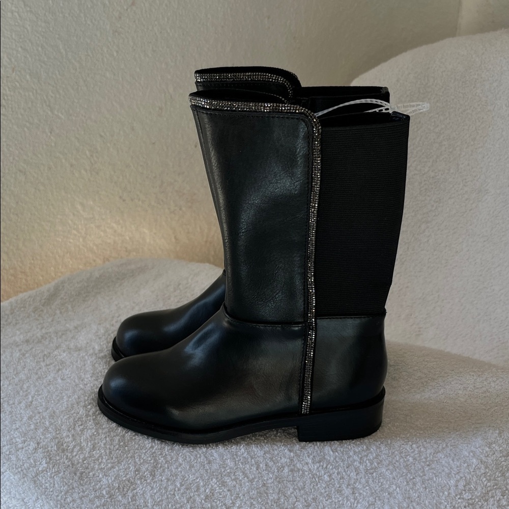 Steve Madden Black Kids Boots with Silver Trim
